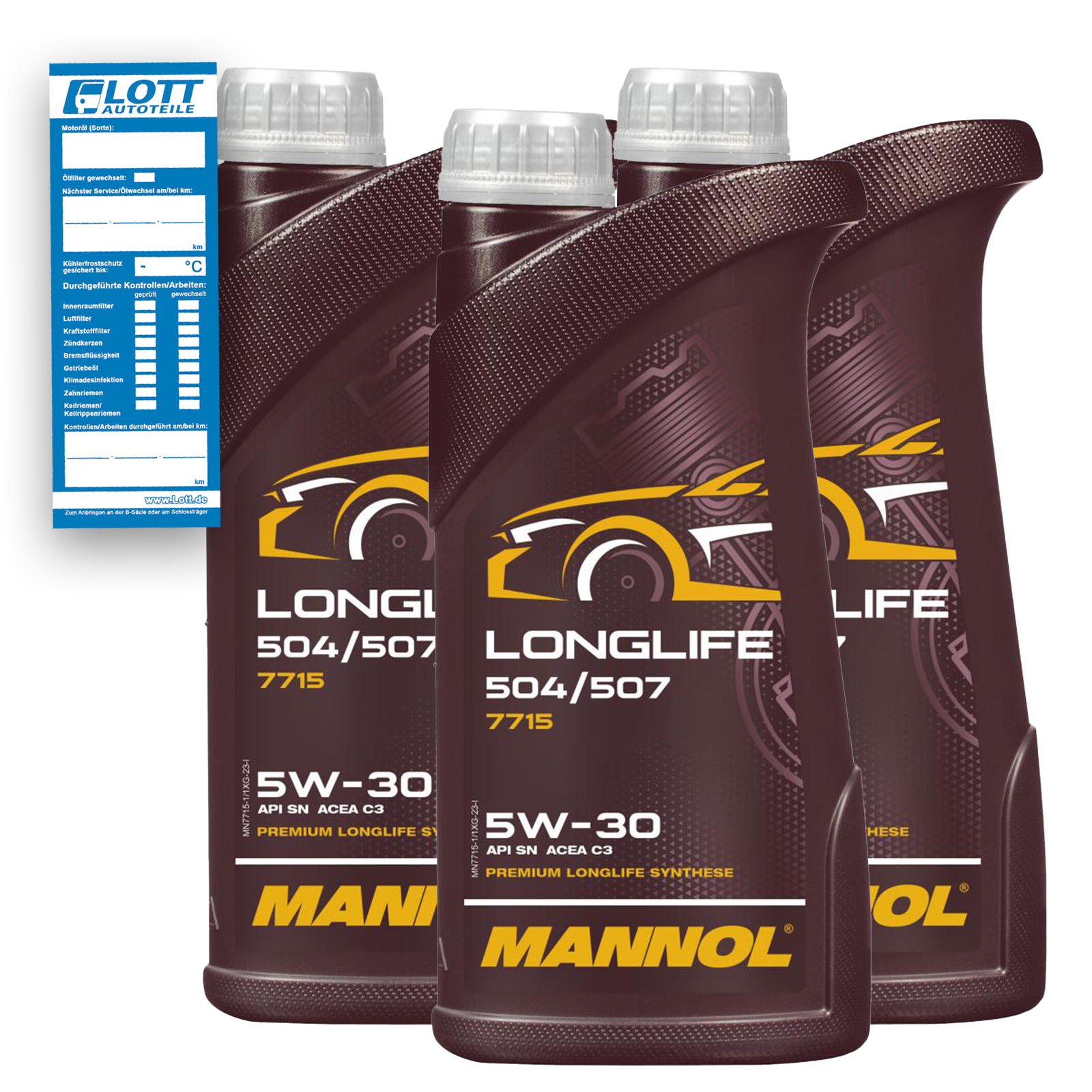 3x 1L Mannol Longlife &Ouml;l 5W-30 Motor&ouml;l passend f&uuml;r API SN VW 504.00 507.00 BMW LL-04