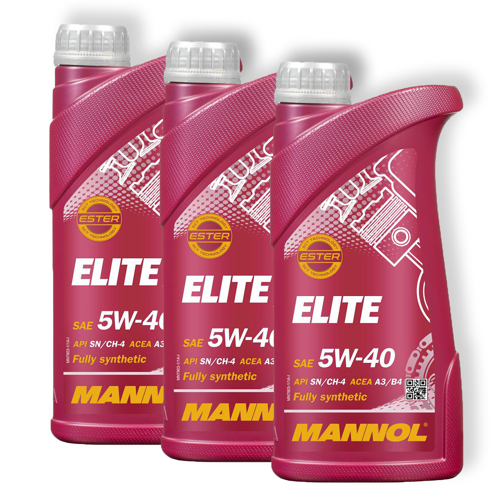 3x 1L Mannol Elite Motoröl 5W-40 Motorenöl passend für API SN/CH VW 502.00 505.00 MB 229.5