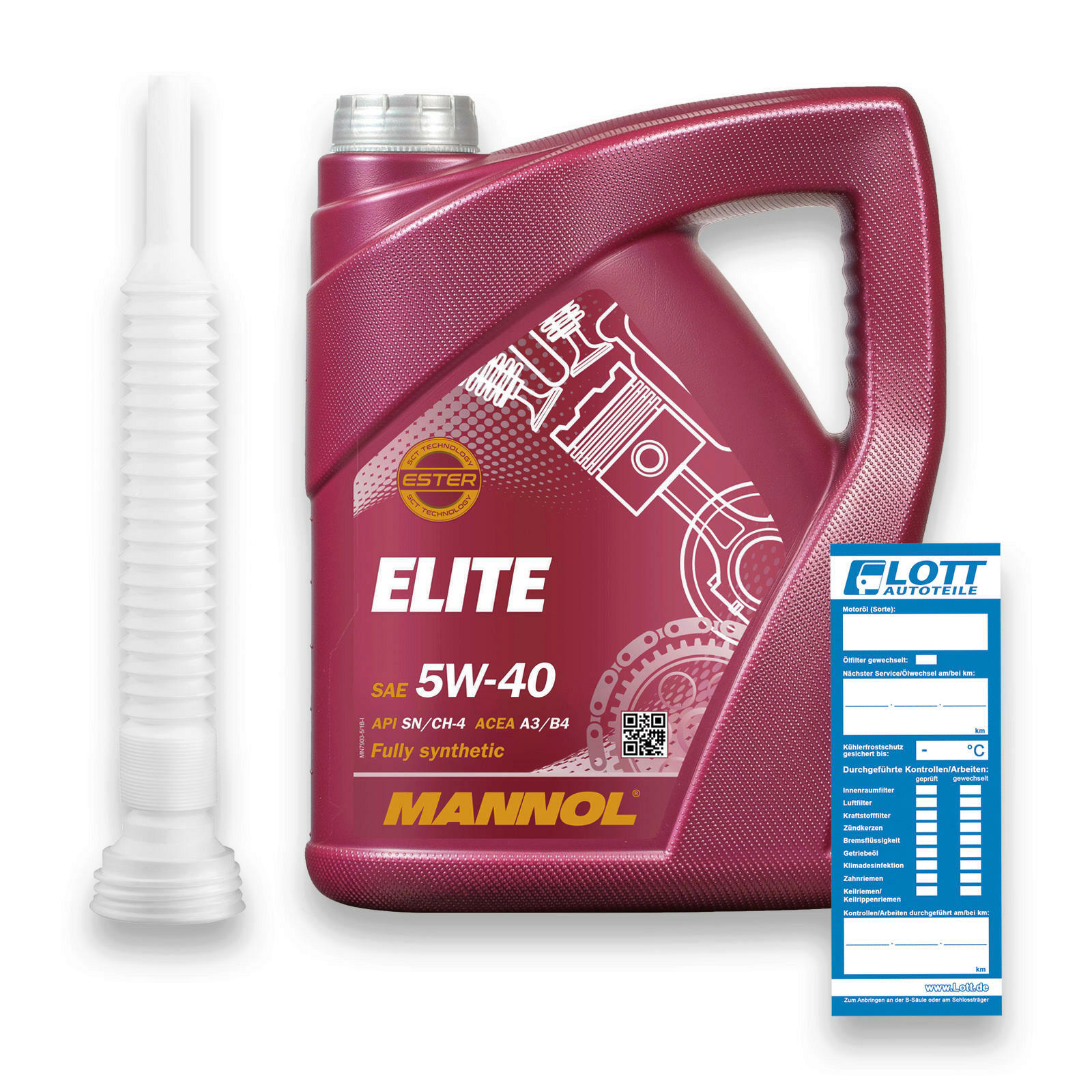 5L Mannol Elite Motoröl 5W-40 API SN/CH VW 502.00 505.00 MB 229.5 + Ölschlauch5L Mannol Elite Motoröl 5W-40 API SN/CH passend für VW 502.00 505.00 MB 229.5 + Ölschlauch