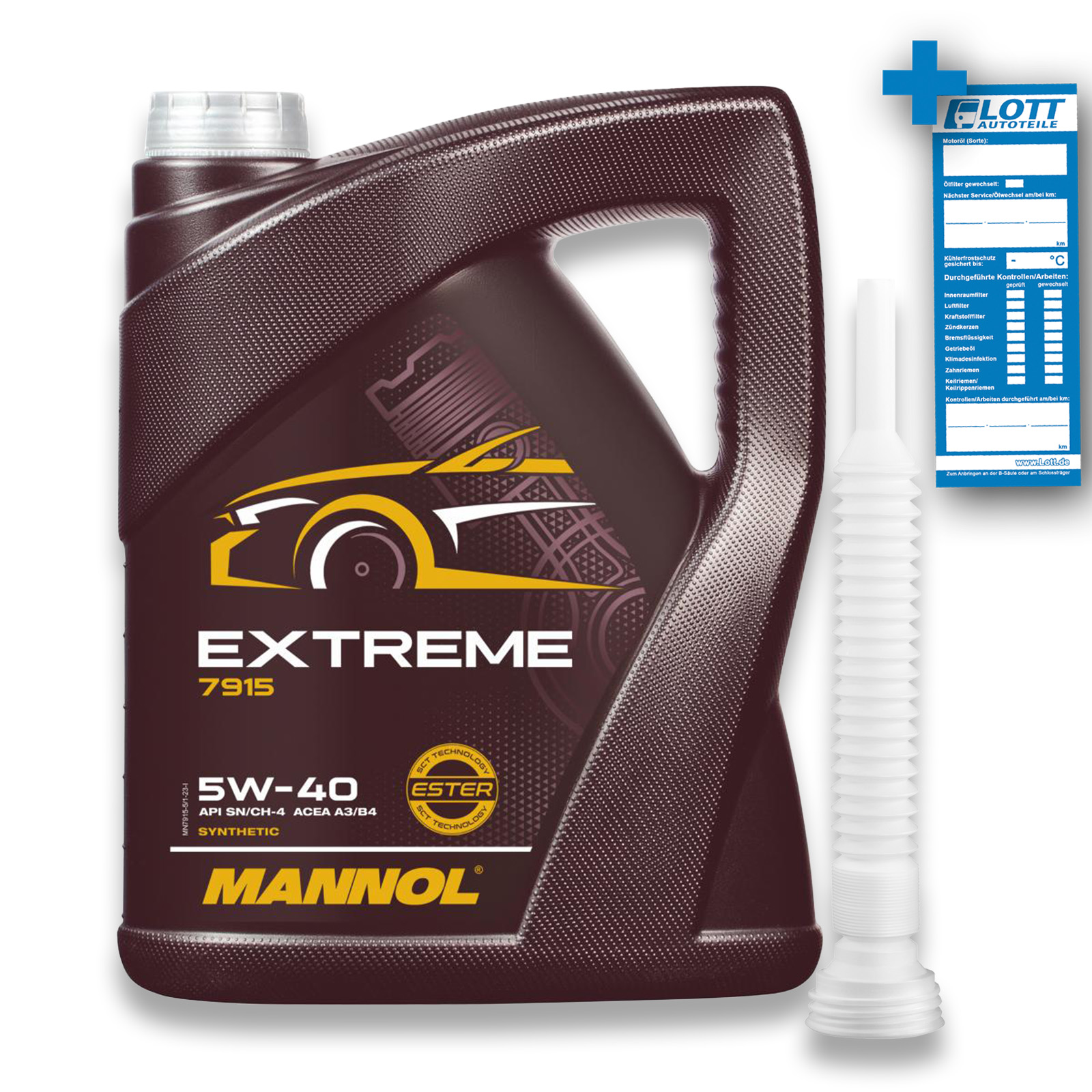 5L Mannol Extreme Motoröl 5W-40 passend für für MB VW OPEL RENAULT PORSCHE + Auslaufschlauch