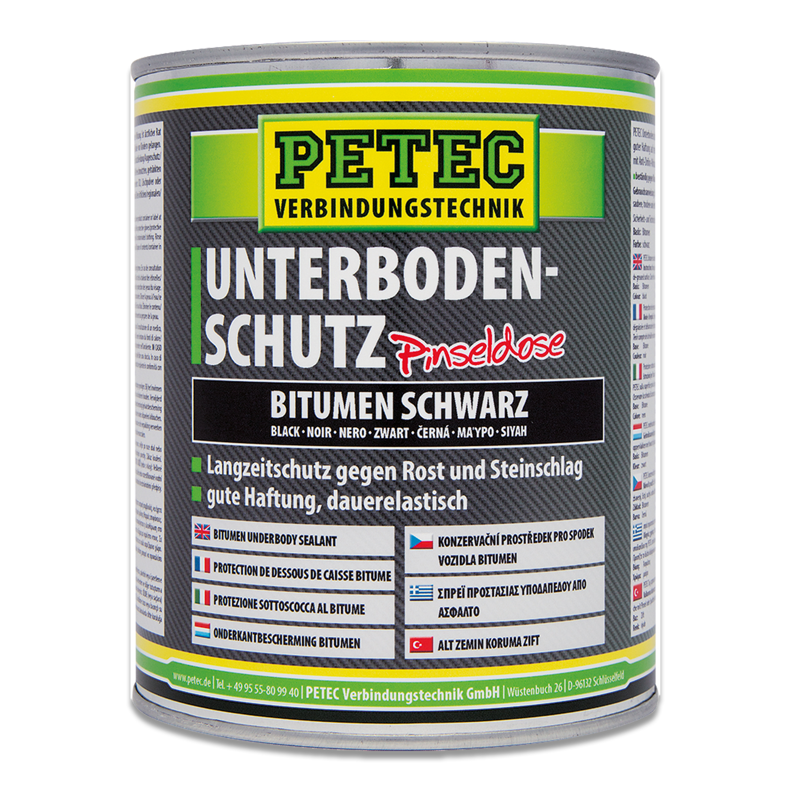 1L Petec Unterbodenschutz Bitumen schwarz Pinseldose