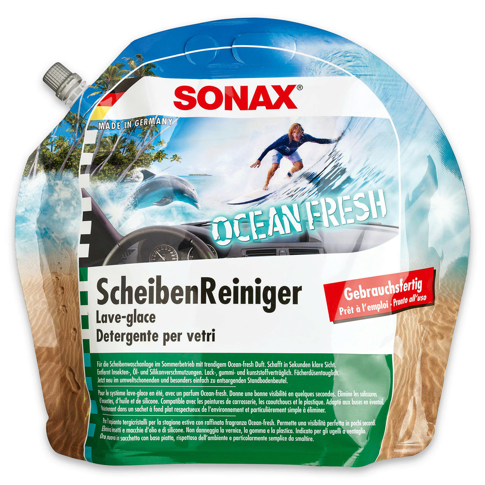 4x SONAX 03884410 Scheiben Reiniger gebrauchsfertig Ocean-Fresh Reinigung3 L