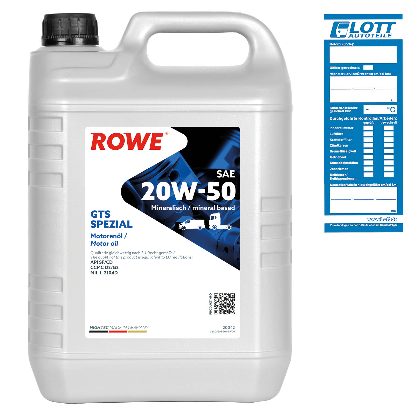 5L ROWE Hightec GTS Spezial Motoröl 20W-50