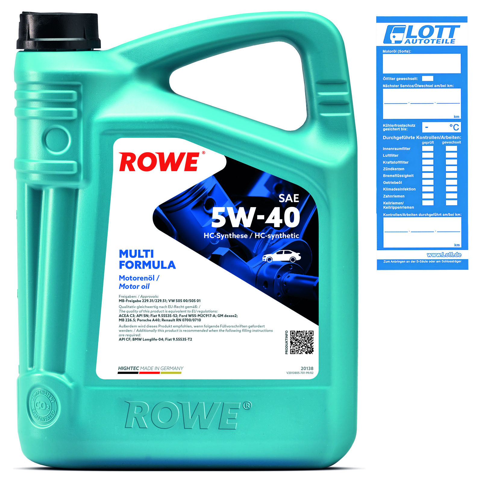 5L ROWE MOTORÖL HIGHTEC MULTI FORMULA 5W-40