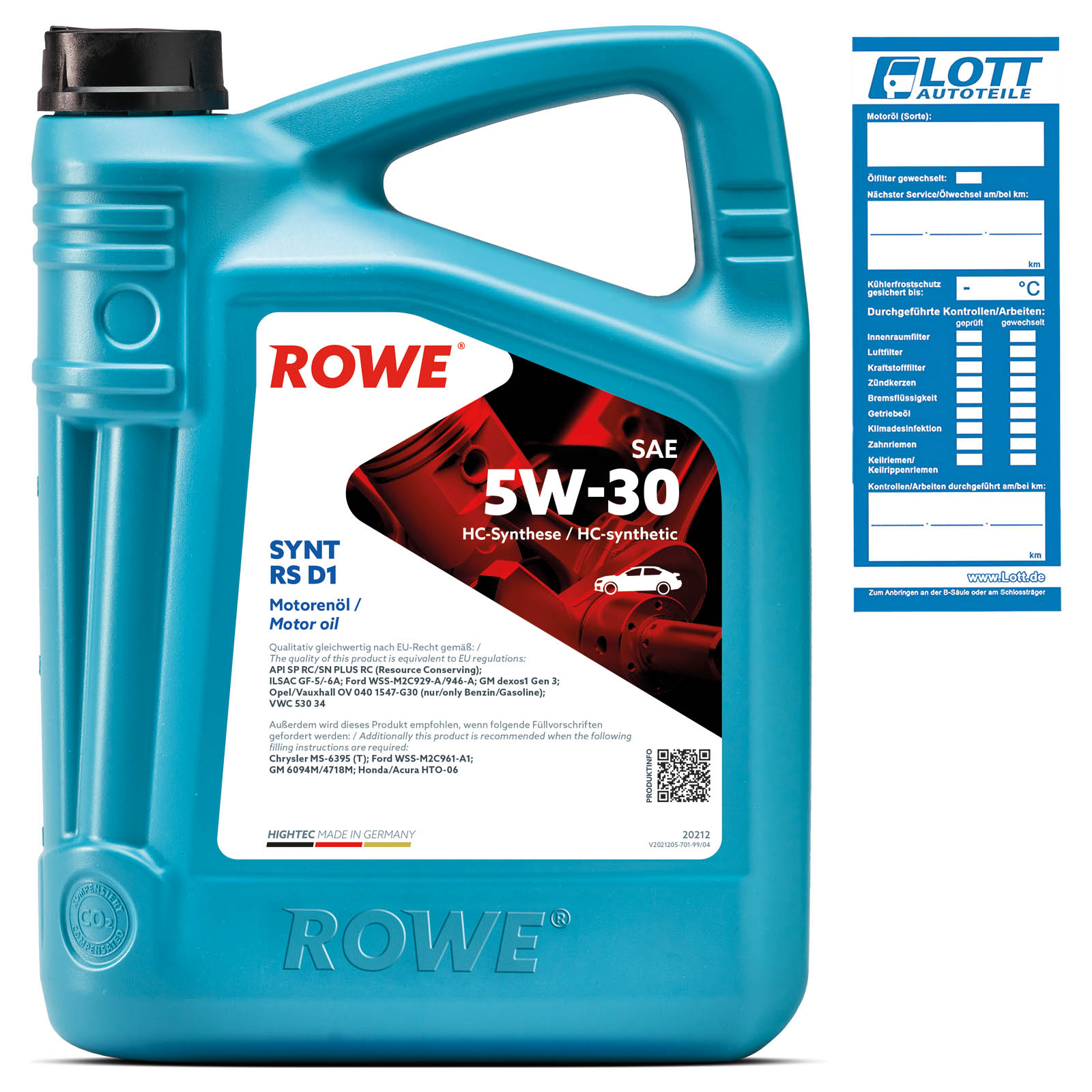 5L ROWE HIGHTEC SYNT RS D1 5W-30 Motoröl