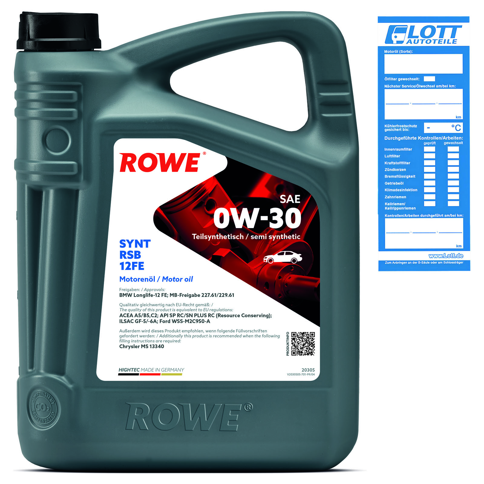 5L ROWE HIGHTEC SYNT RSB 12FE 0W-30 Motoröl