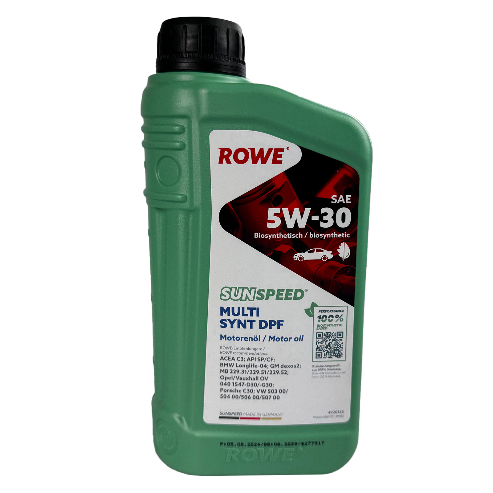 1L Rowe SUNSPEED MULTI SYNT DPF SAE 5W-30 Öl BMW Longlife-04 VW 504 00 507 00