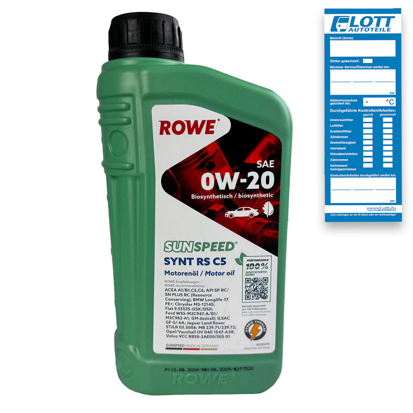 1L Rowe SUNSPEED SYNT RS C5 SAE 0W-20 Öl BMW Longlife-17 FE+ MB 229.71/229.72