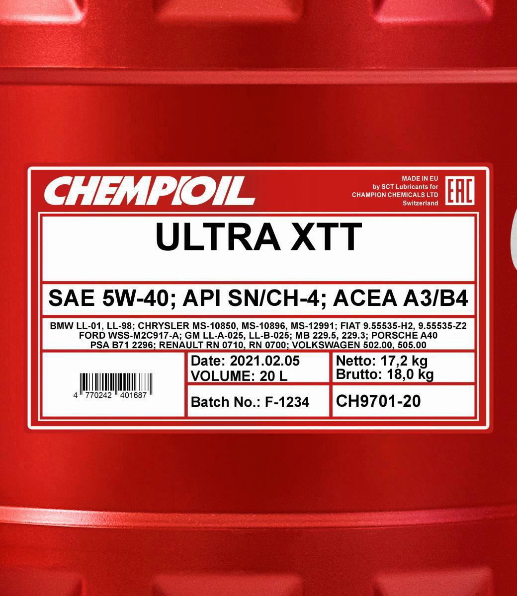 20L Chempioil Ultra XXT 5W-40 Motoröl