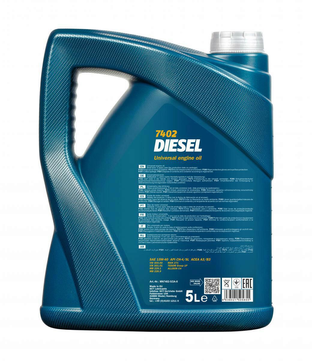 2x 5L Mannol Diesel 15W-40 Universal Motorenöl API CF/SL Motoröl passend für VW MB VOLVO