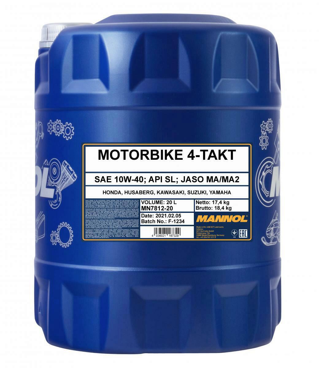 20L Mannol 4-Takt Motor&ouml;l Motorbike Motorrad &Ouml;l 10W-40 API SL + Auslaufhahn