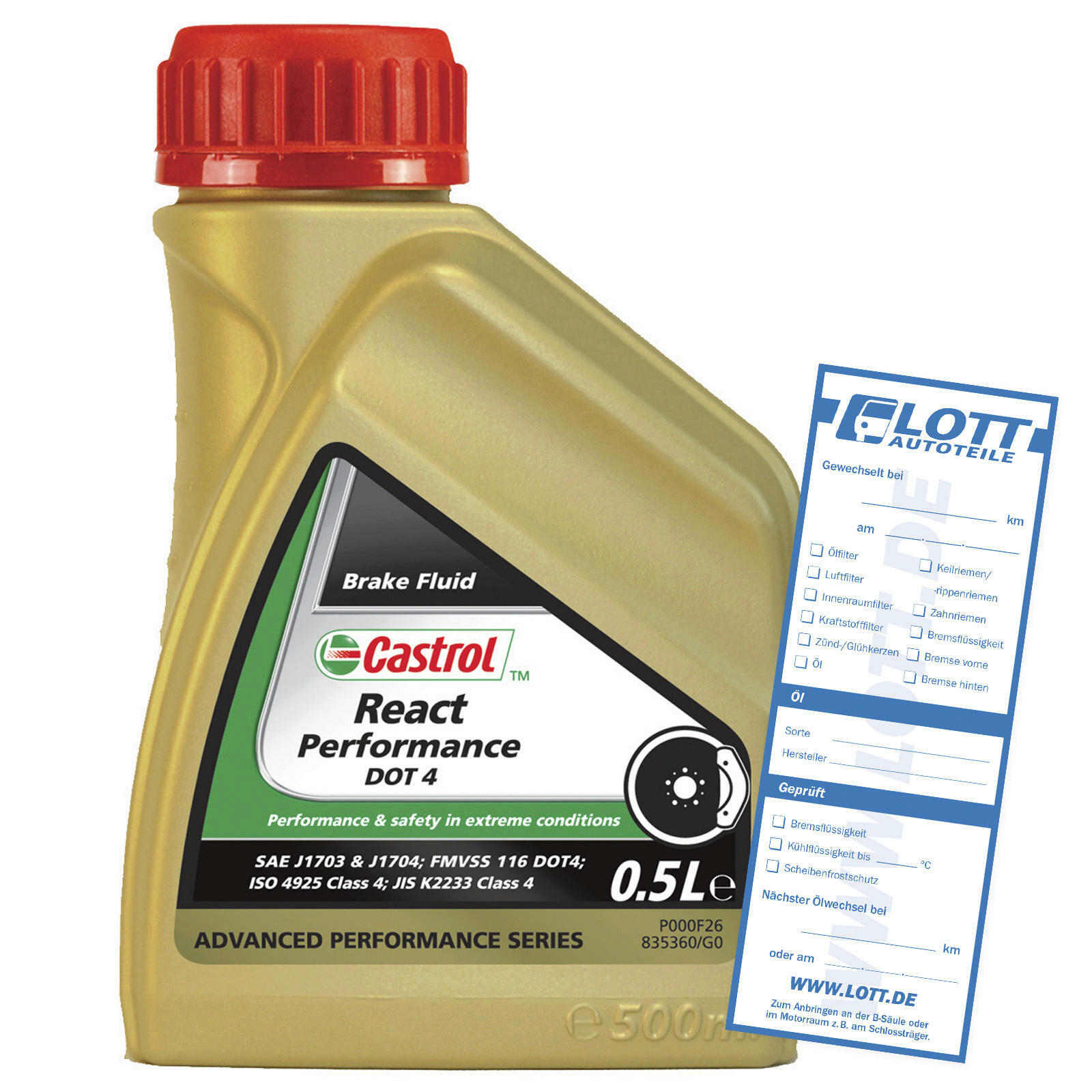 CASTROL Bremsflüssigkeit React Performance DOT 4 500ml