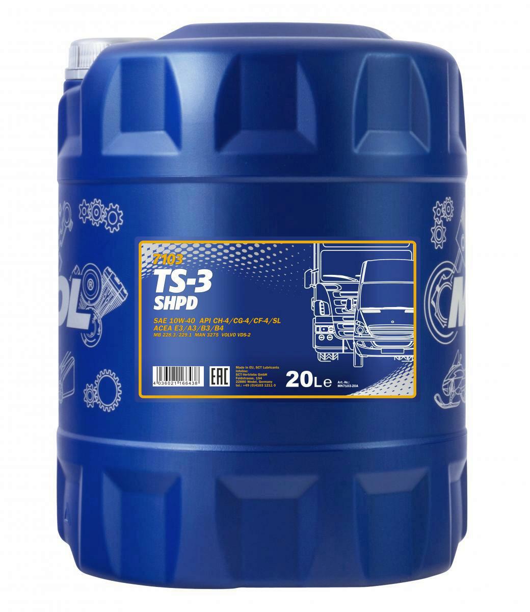 20L Mannol TS-3 SHPD Motoröl 10W-40 High Performance Diesel ÖL + Auslaufhahn