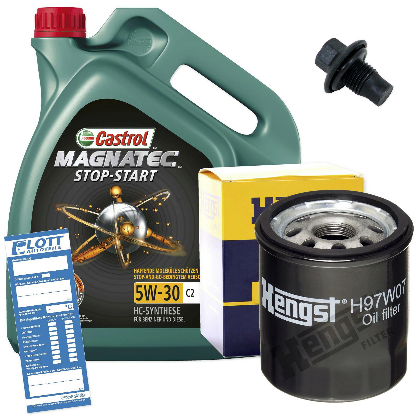 Ölwechsel Set Castrol Motoröl + Hengst Ölfilter + Ablassschraube