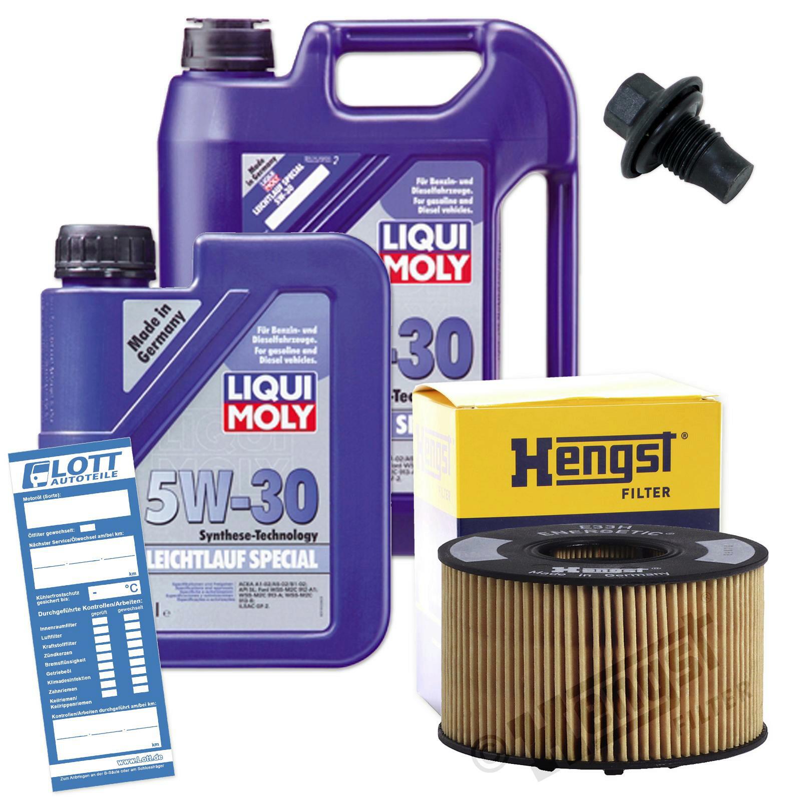 Ölwechsel Set 6L 5W30 Öl Motoröl LIQUI MOLY + HENGST Ölfilter + Ablassschraube