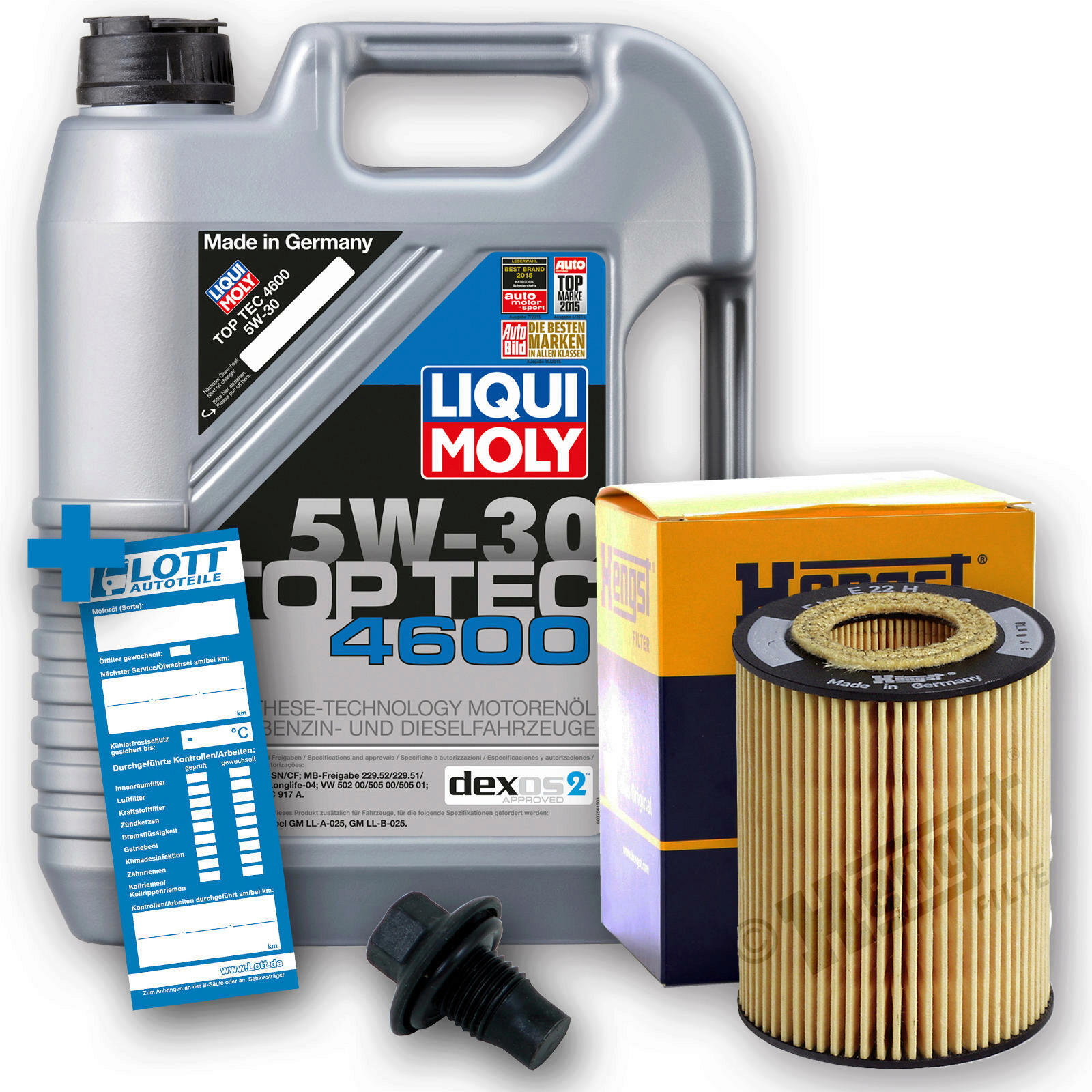 Ölwechsel Set 5L Liqui Moly Motoröl + Hengst Ölfilter + Ablassschraube