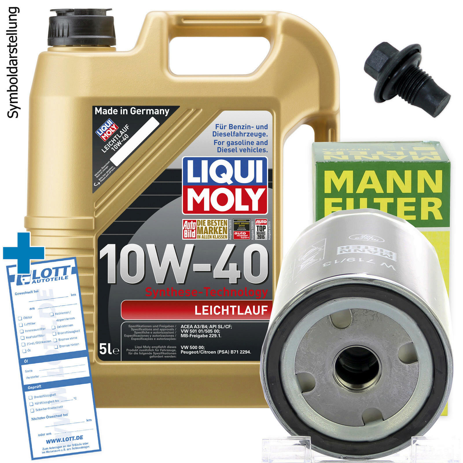 Ölwechsel Set 5L 5W30 Öl Motoröl LIQUI MOLY + MANN Ölfilter + Ablassschraube