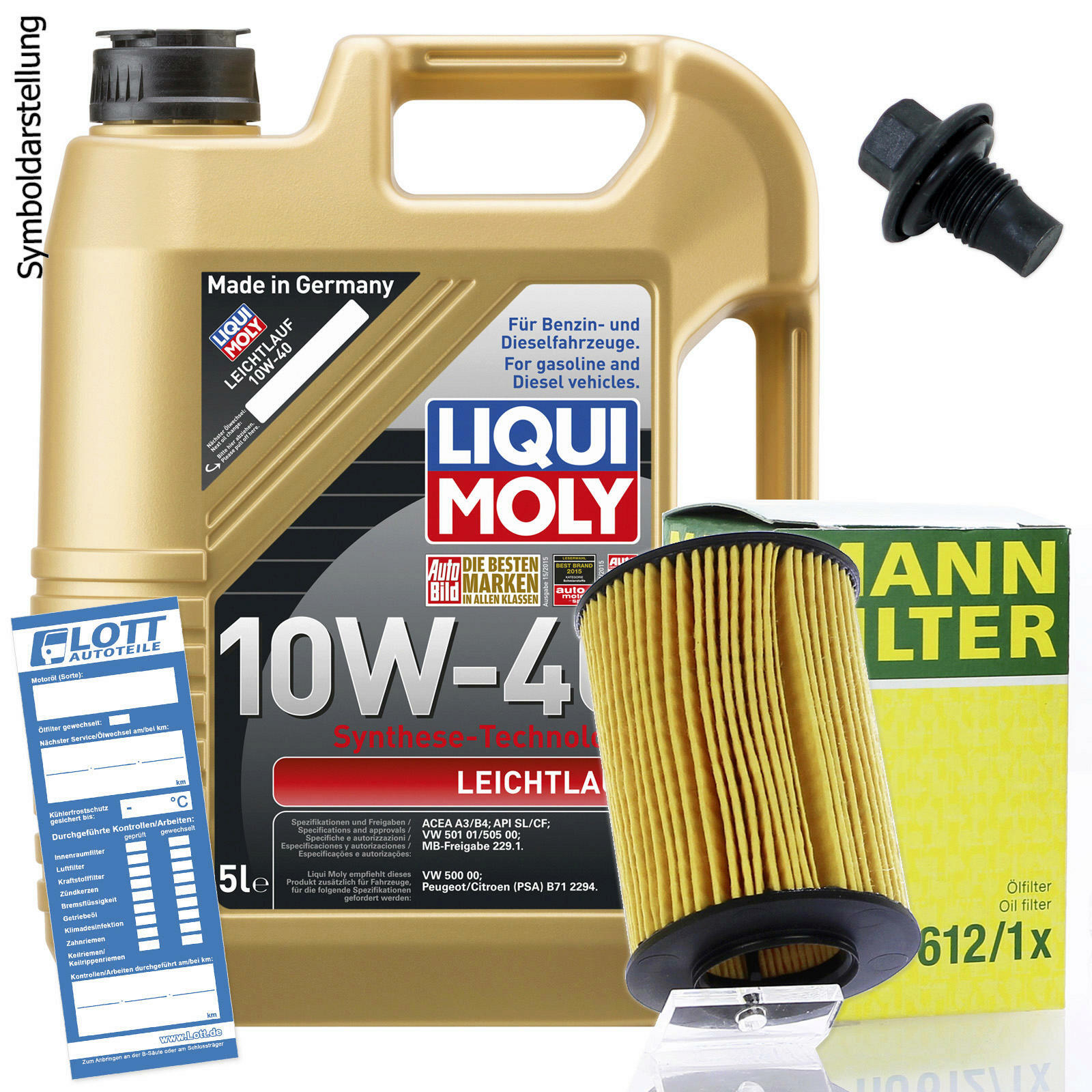 Ölwechsel Set 5L 10W40 Öl Motoröl LIQUI MOLY + MANN Ölfilter + Ablassschraube