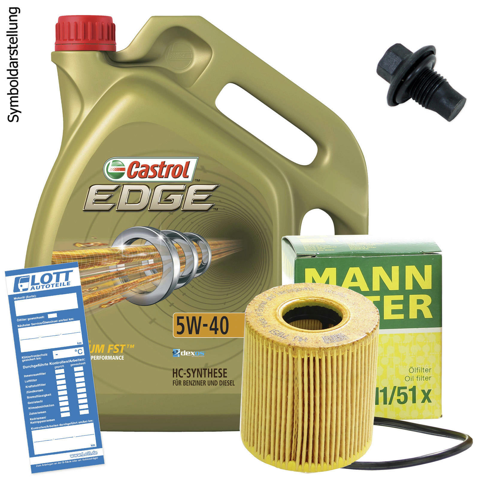 Ölwechsel Set Castrol Motoröl + MANN Ölfilter + Ablassschraube