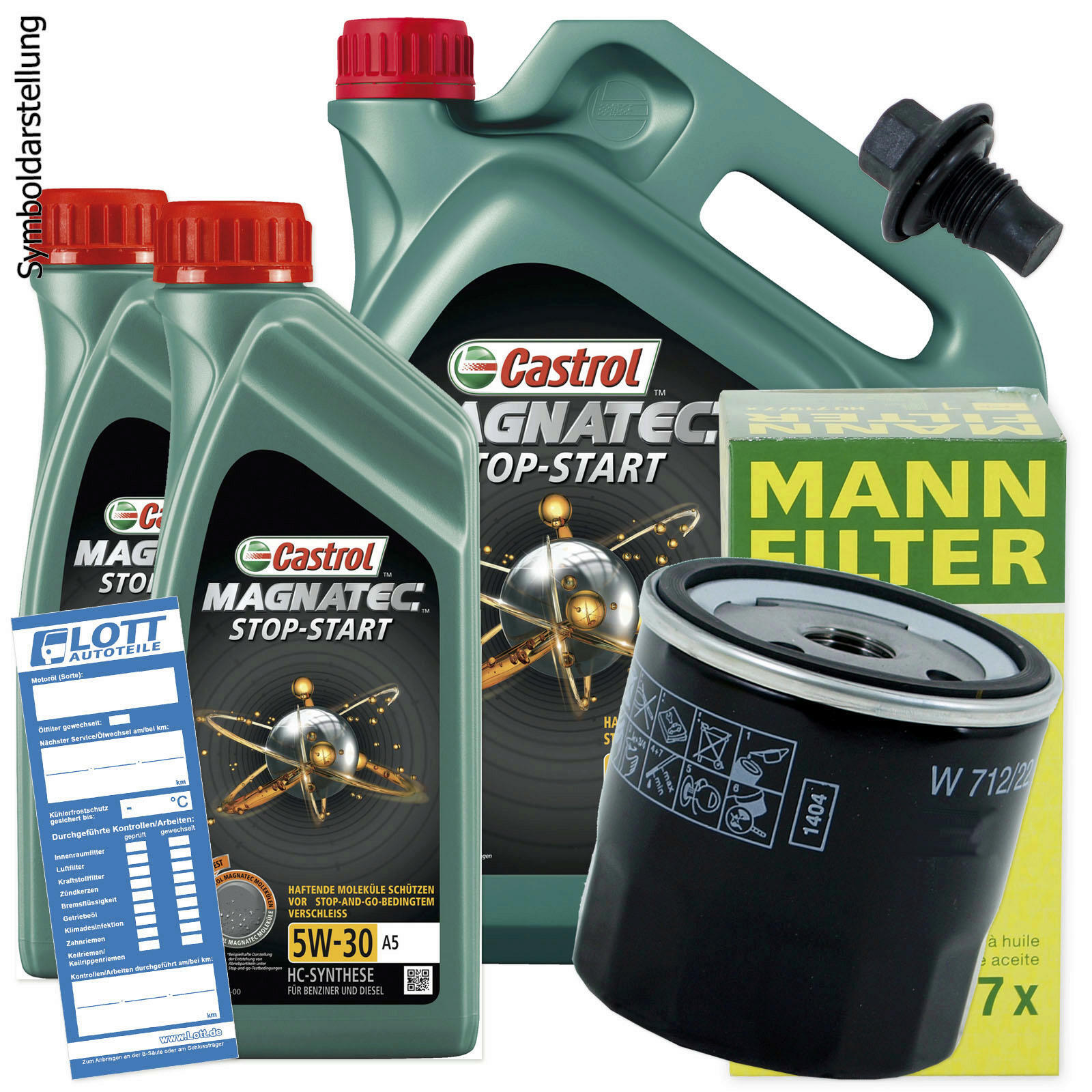 Ölwechsel Set Castrol Motoröl + MANN Ölfilter + Ablassschraube