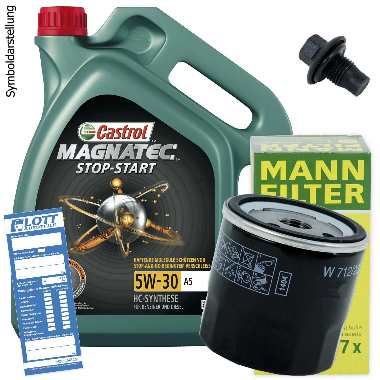 Ölwechsel Set Castrol Motoröl + MANN Ölfilter + Ablassschraube