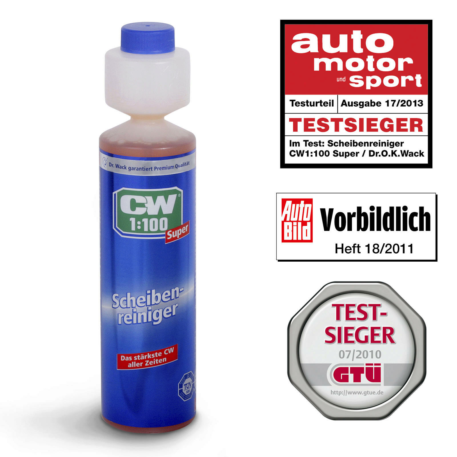 2x Dr.Wack CW1:100 SUPER Scheibenreiniger 250ML Konzentrat Anti-Kalk -Formel