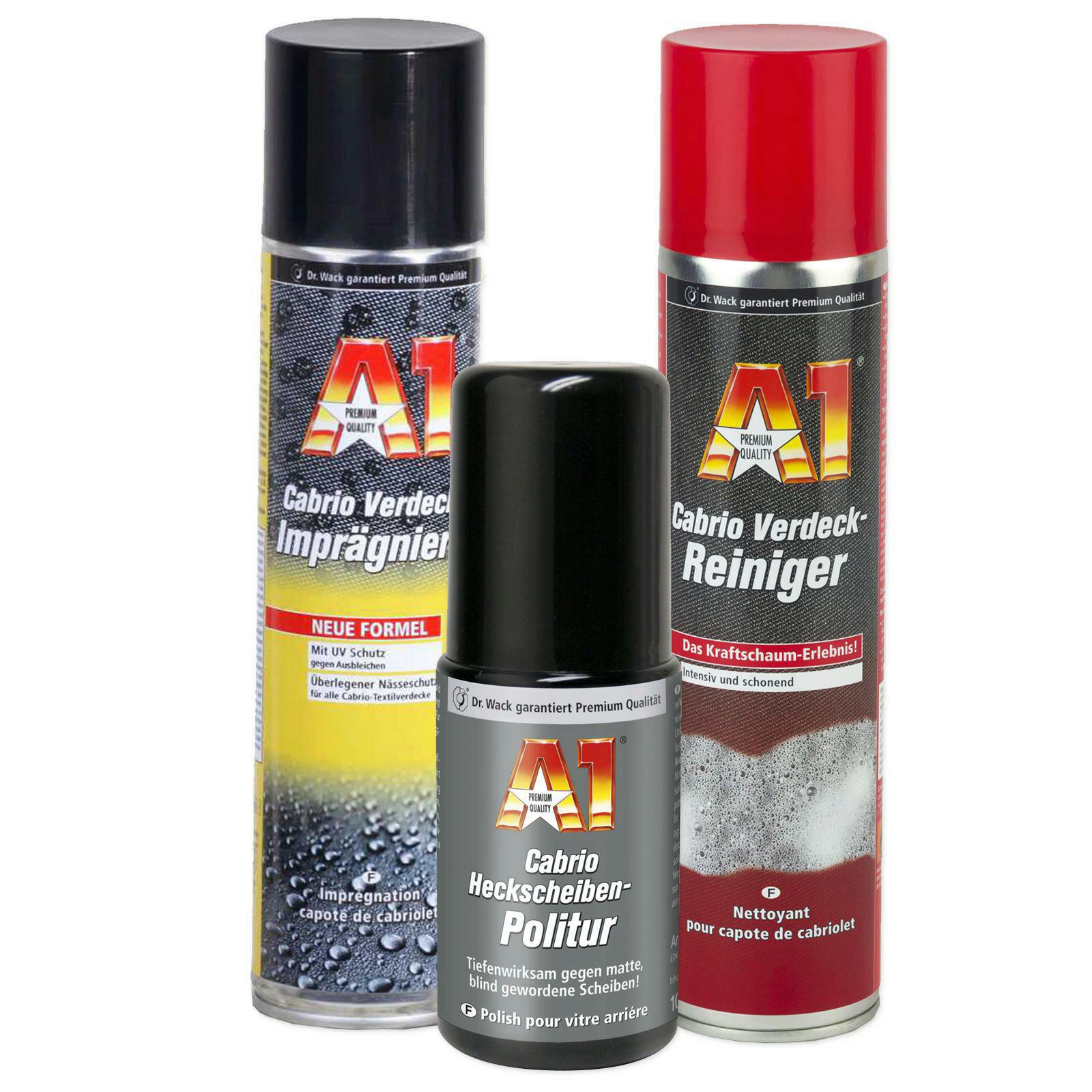 A1 Verdeckreiniger 400ml + A1 Impraegnierer 400ml + Heckscheibenreiniger 100ml