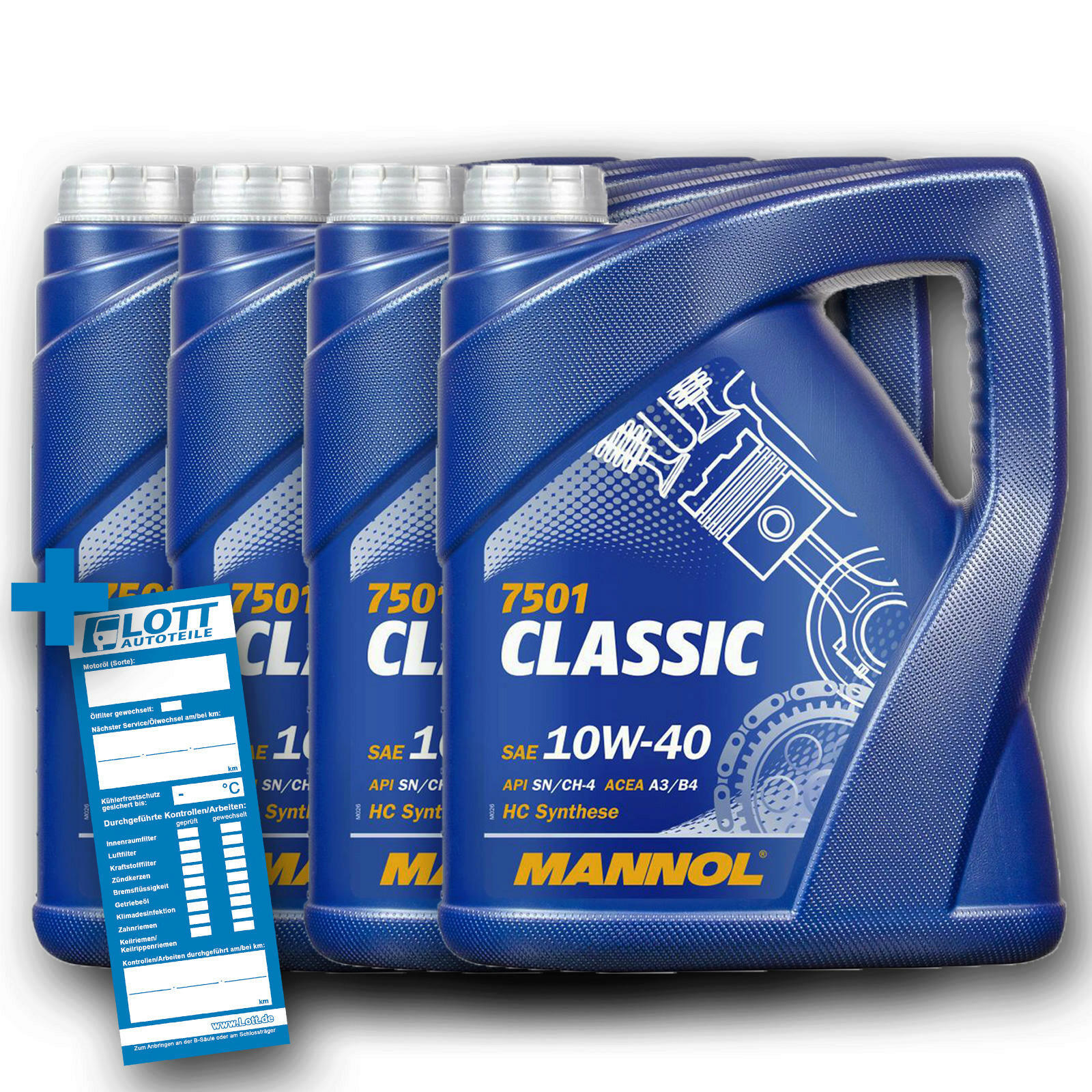 4x 5L Mannol Motoröl Classic 10W-40 Motorenöl passend für VW 502.00/505.00 / API SN/SM/CF