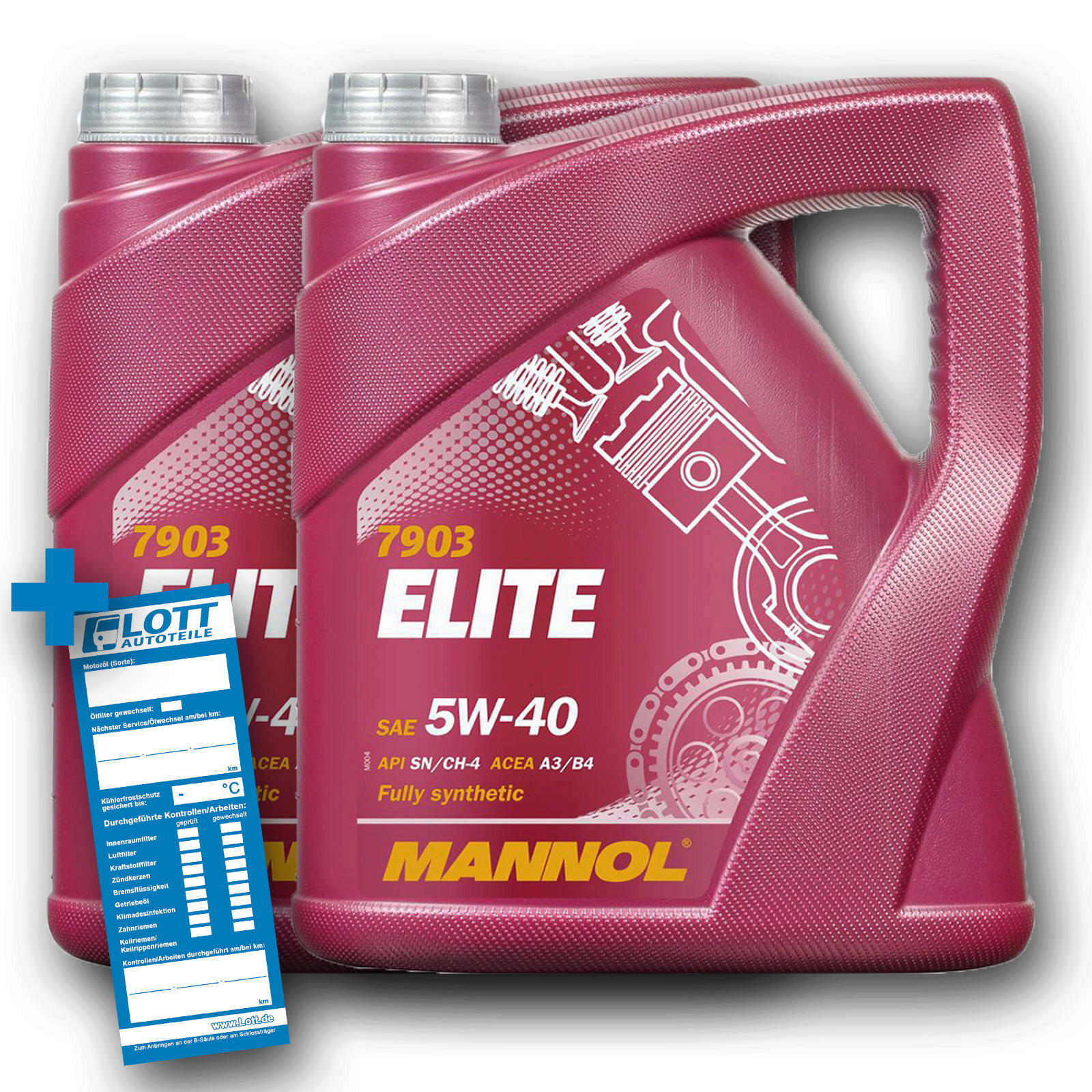 2x 4L Mannol ÖL Elite 5W-40 Motorenöl passend für API SN/CF ACEA A3/B4 VW 502.00 505.00