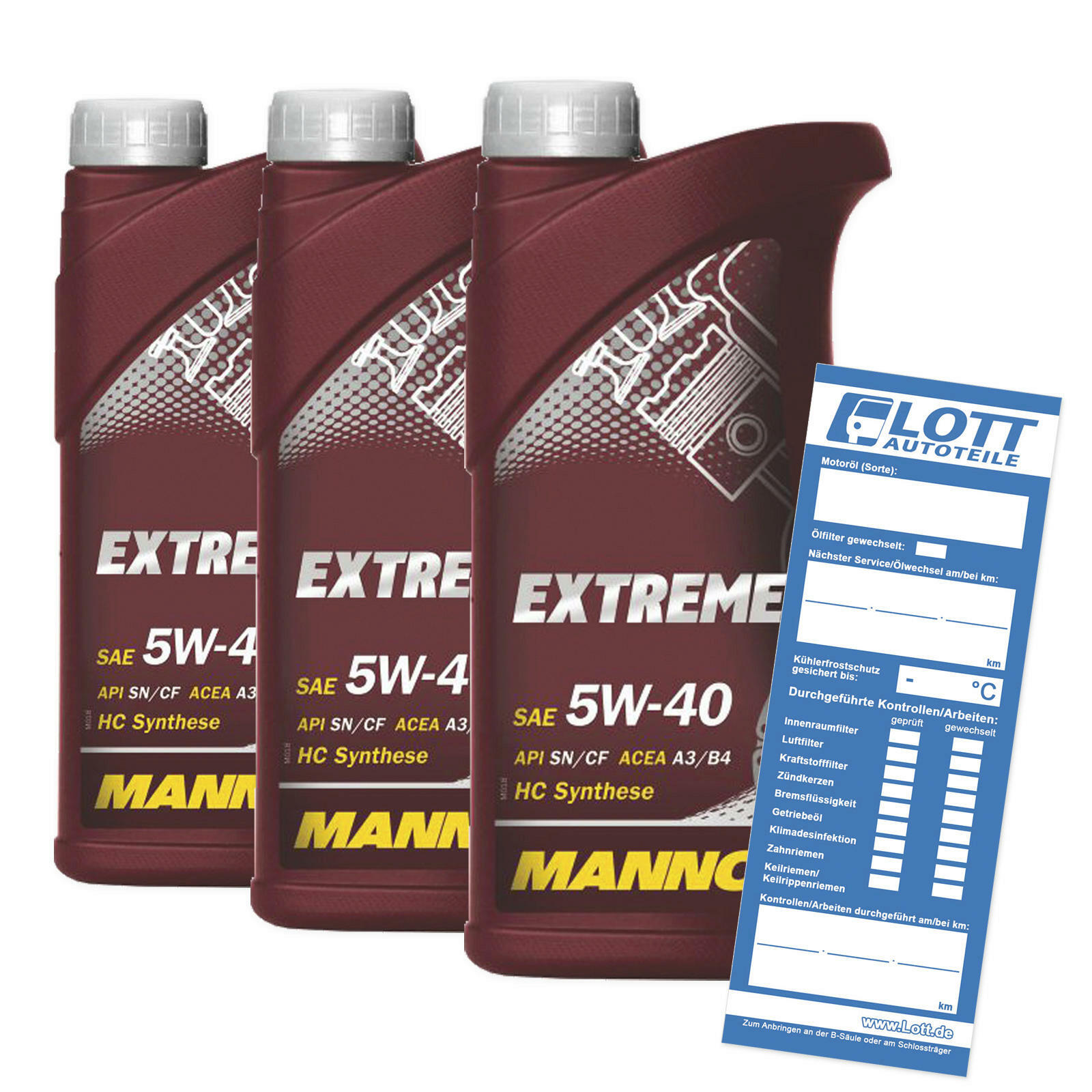 3x 1L Mannol Extreme 5W-40 Motoröl passend für MB Opel Renault Porsche VW