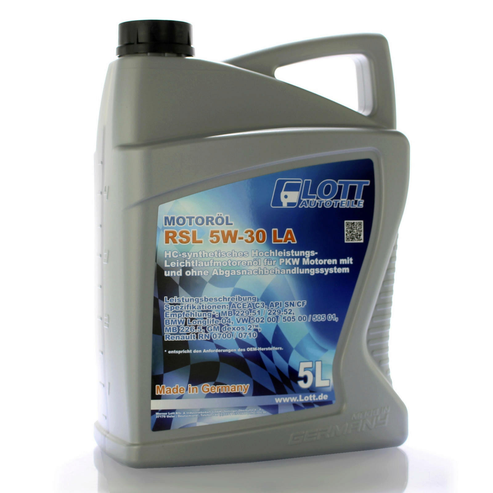 2x 5L LOTT Motoröl Motorenöl RSL 5W-30 LA 10 Liter Ö // 100% Made in Germany