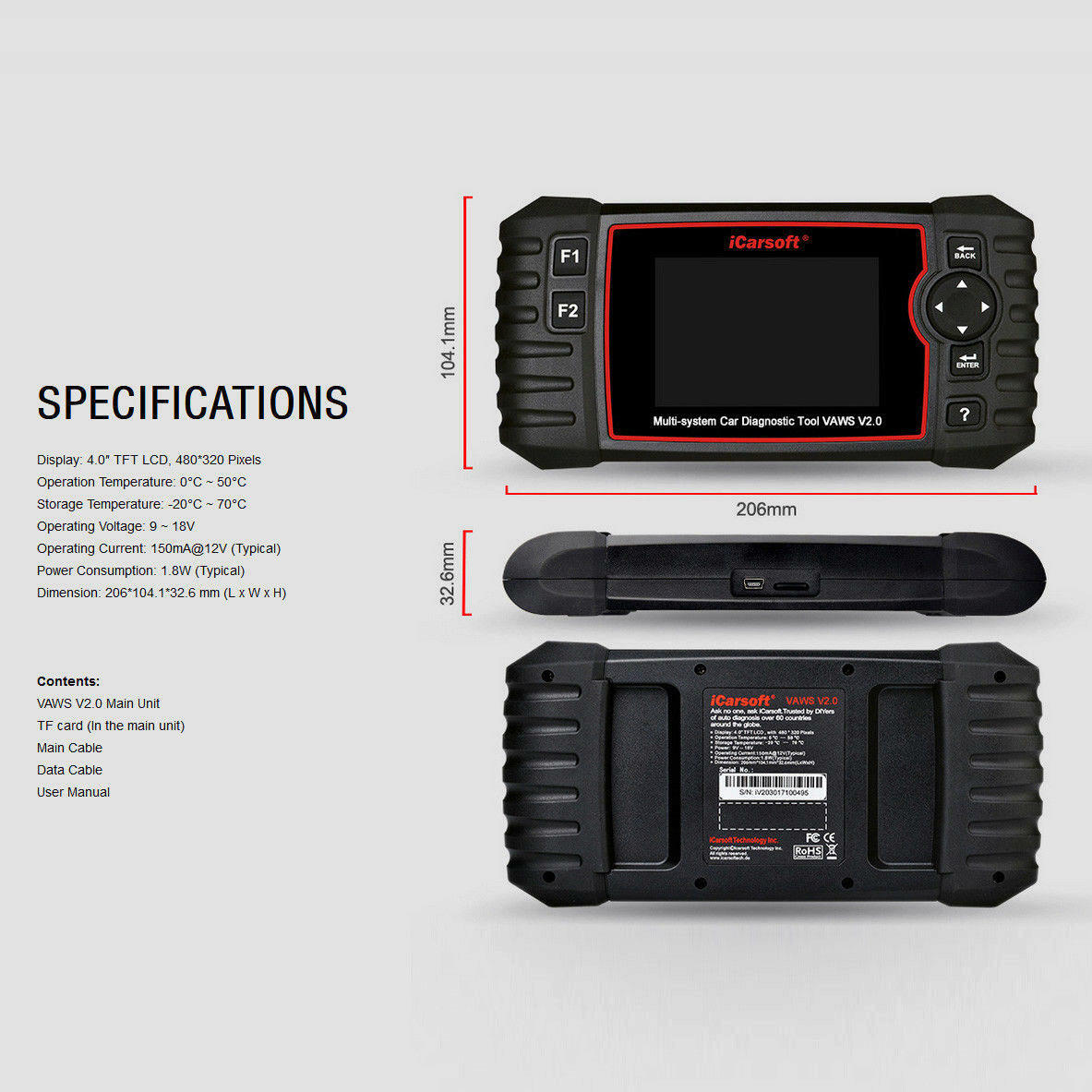 iCarsoft VAWS V2.0 Diagnosegerät OBD2