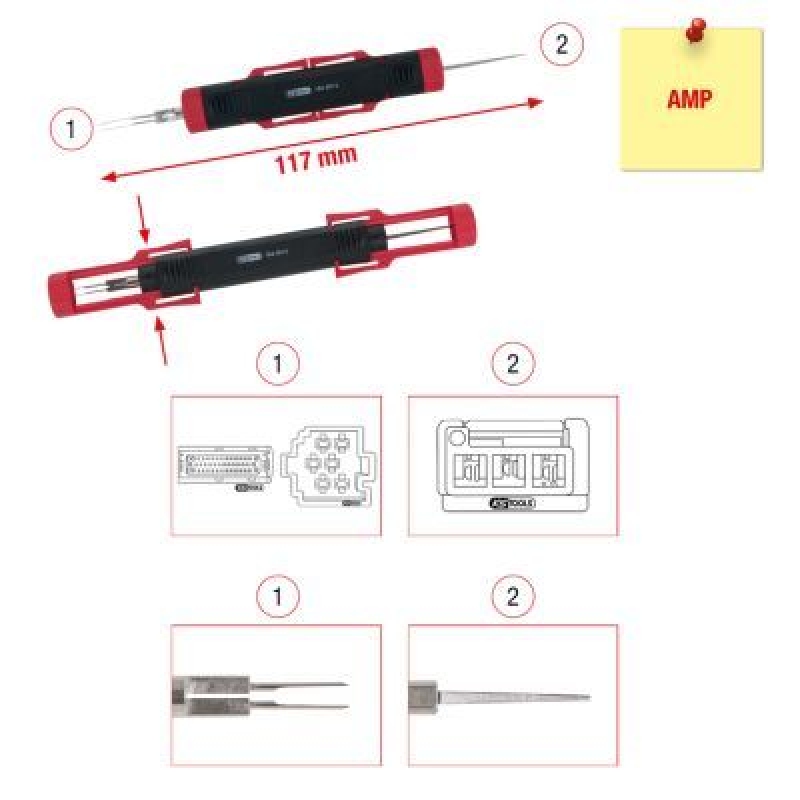 KS TOOLS Entriegelungswerkzeug, Flach-/Rundstecker