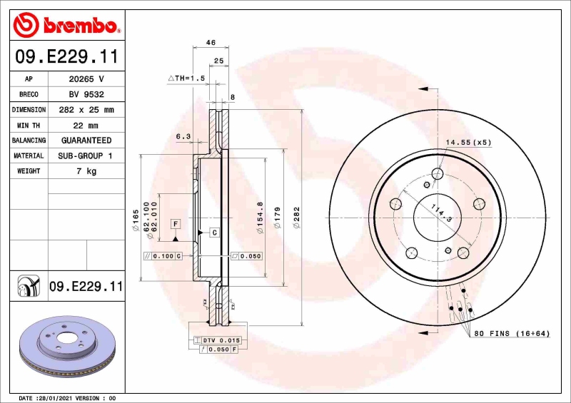 2x BREMBO Bremsscheibe PRIME LINE - UV Coated