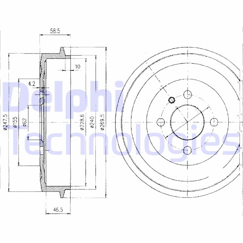 2x DELPHI Bremstrommel