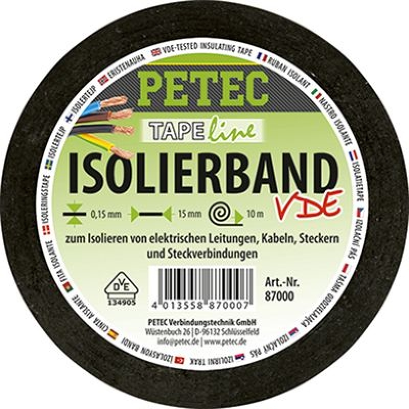 PETEC Isolierband in schwarz 10m x 15mm