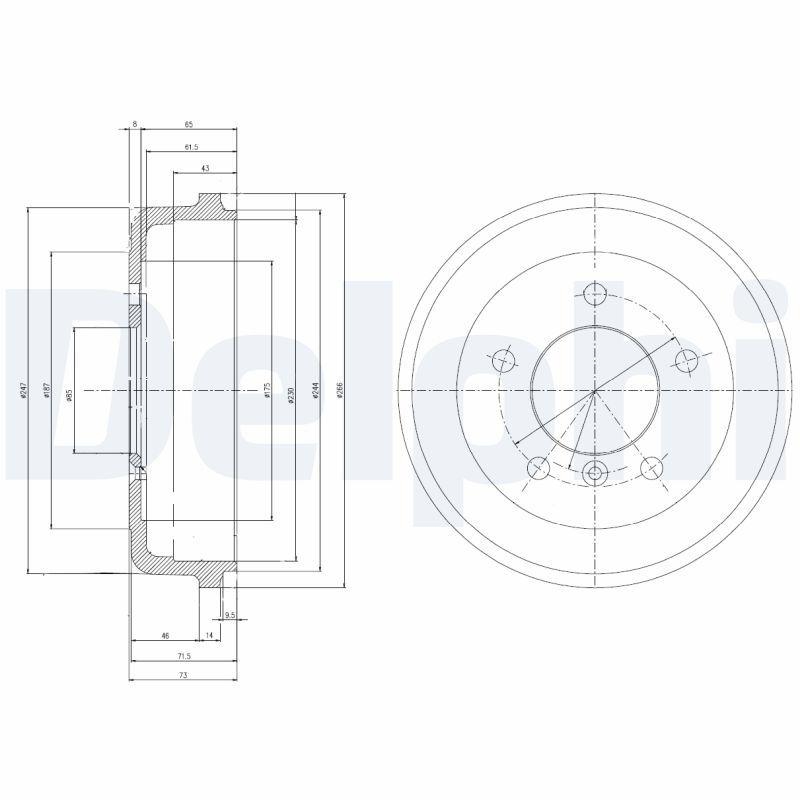 2x DELPHI Bremstrommel