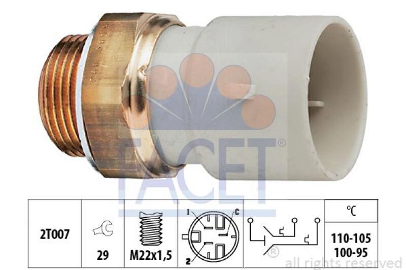 FACET Temperature Switch, radiator fan Made in Italy - OE Equivalent