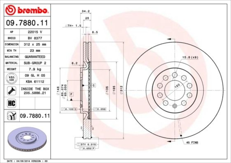 2x BREMBO Bremsscheibe PRIME LINE - UV Coated