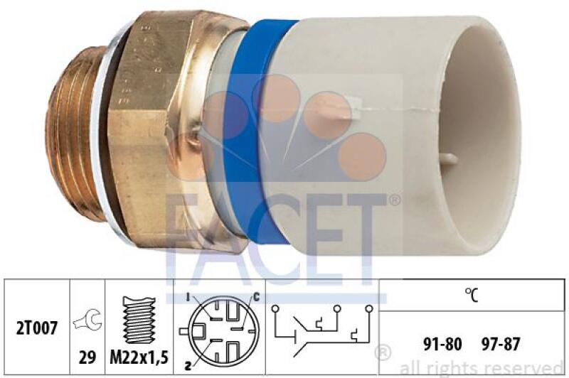 FACET Temperature Switch, radiator fan Made in Italy - OE Equivalent