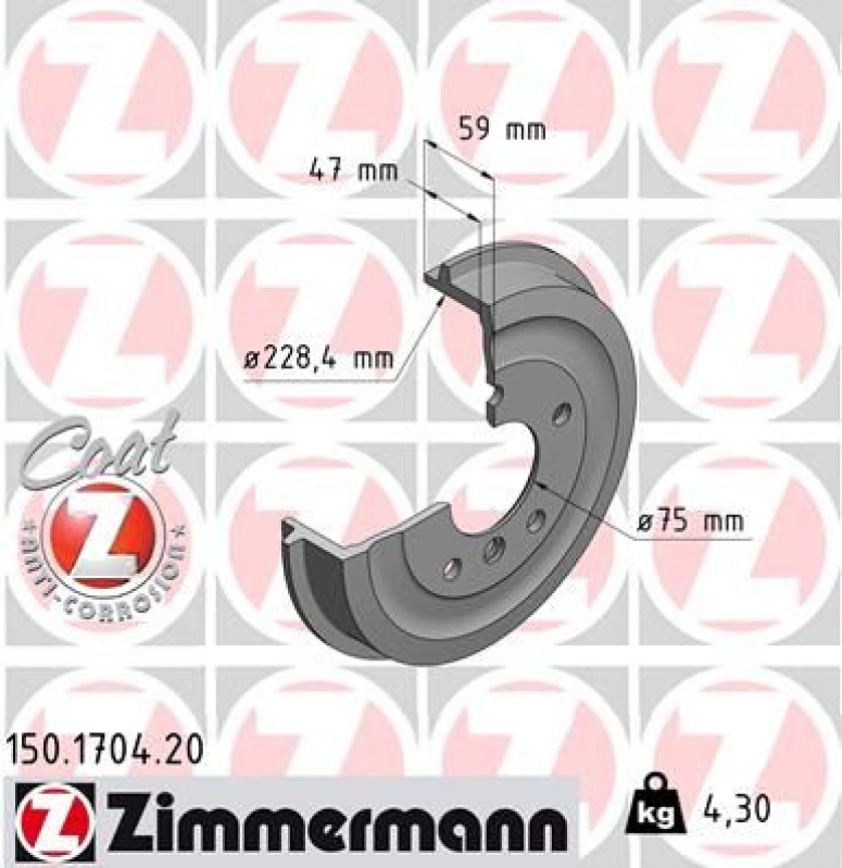 2x ZIMMERMANN Brake Drum COAT Z