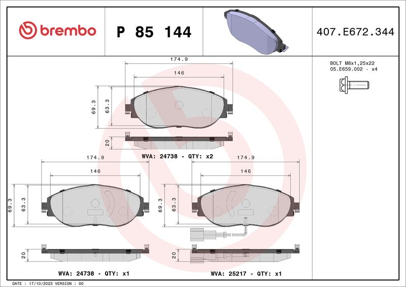 BREMBO Brake Pad Set, disc brake PRIME LINE