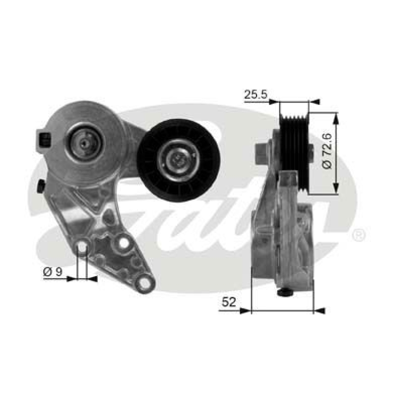 GATES Tensioner Pulley, V-ribbed belt DriveAlign®