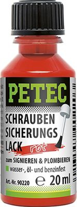 Petec Schraubensicherungslack rot 20 ml