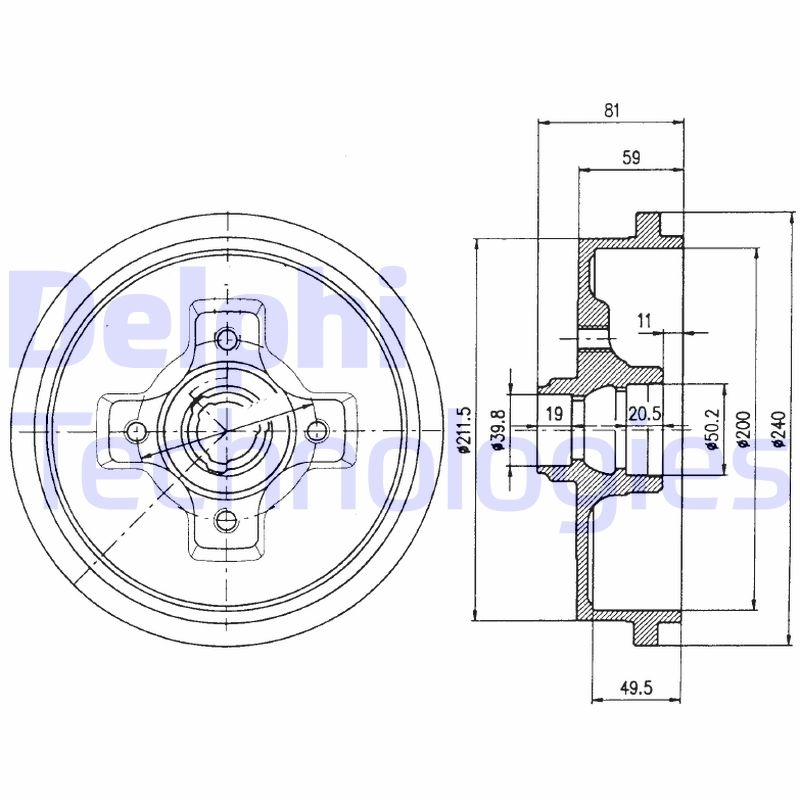 2x DELPHI Bremstrommel