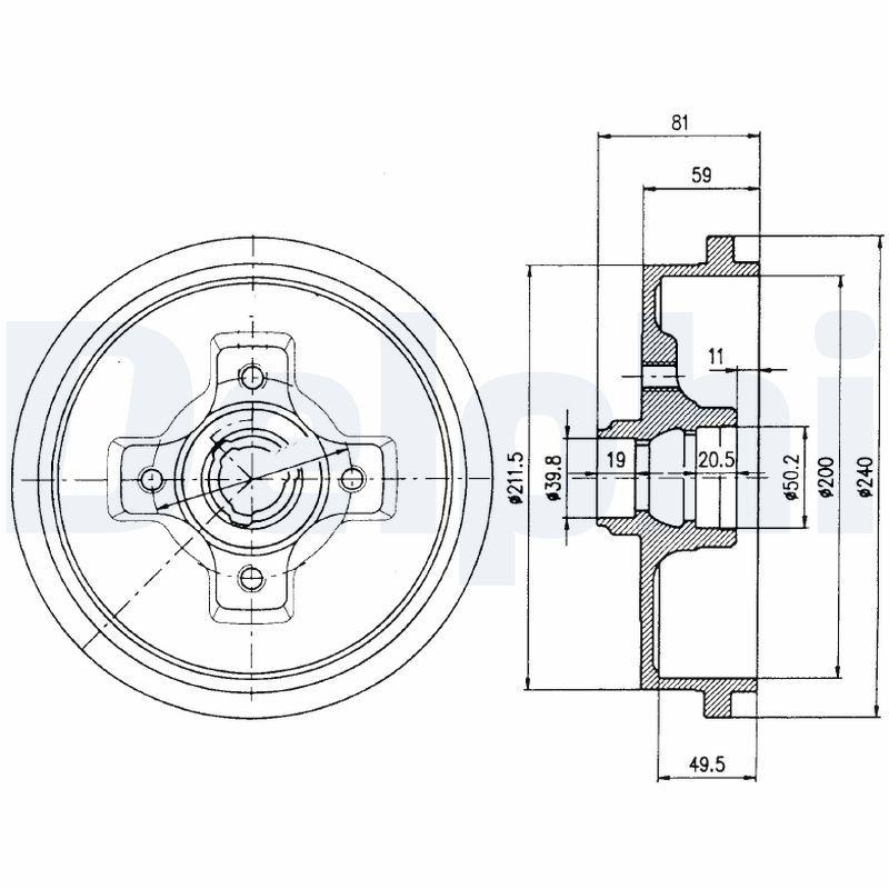 2x DELPHI Bremstrommel