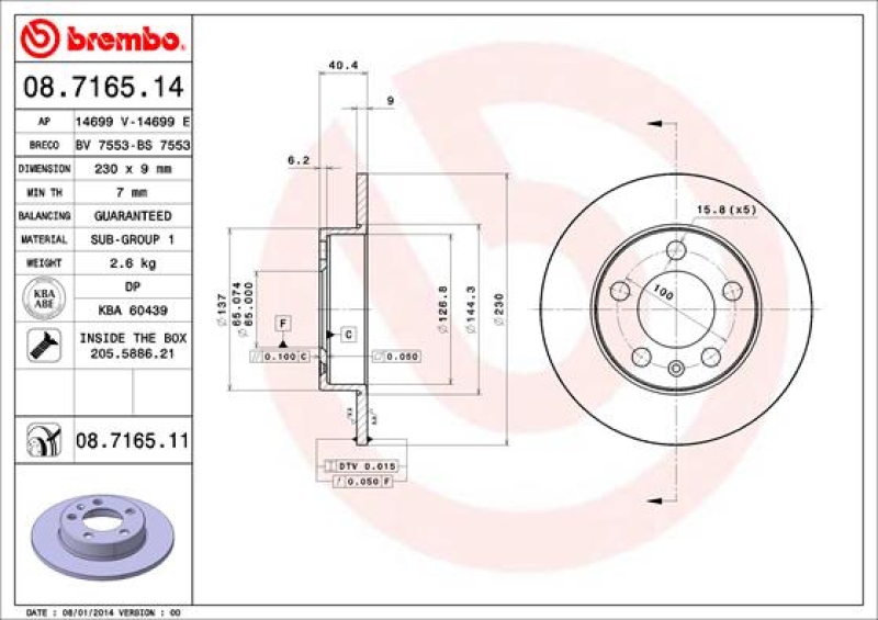 2x BREMBO Brake Disc COATED DISC LINE