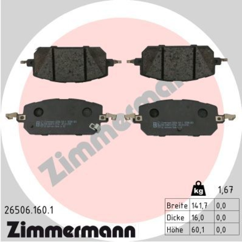 ZIMMERMANN Bremsbelagsatz, Scheibenbremse