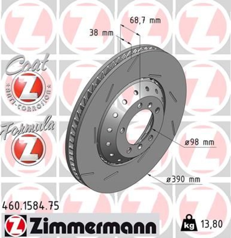 ZIMMERMANN Bremsscheibe FORMULA Z COAT Z