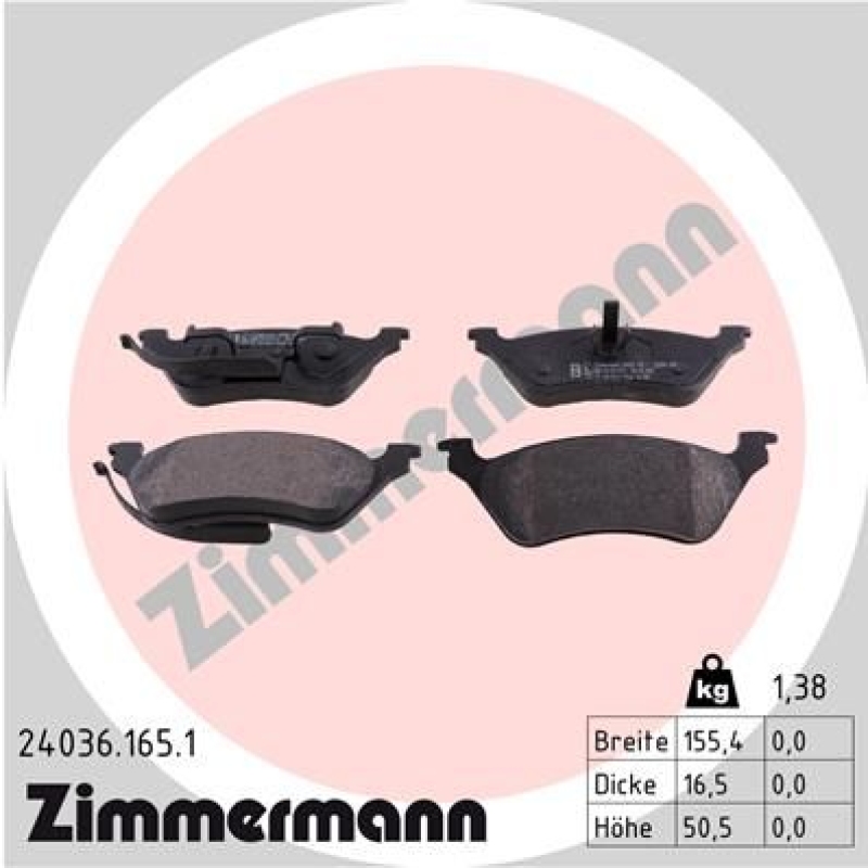 ZIMMERMANN Brake Pad Set, disc brake